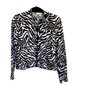 Vintage 80’s Zebra Print Jacket with shoulder pads, two way zipper.